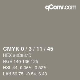 Color code: CMYK 0 / 3 / 11 / 45 | qconv.com