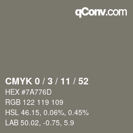 Color code: CMYK 0 / 3 / 11 / 52 | qconv.com