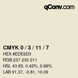 カラーコード: CMYK 0 / 3 / 11 / 7 | qconv.com