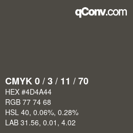 Código de color: CMYK 0 / 3 / 11 / 70 | qconv.com