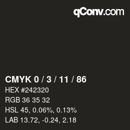 Color code: CMYK 0 / 3 / 11 / 86 | qconv.com