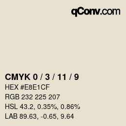 颜色代码: CMYK 0 / 3 / 11 / 9 | qconv.com