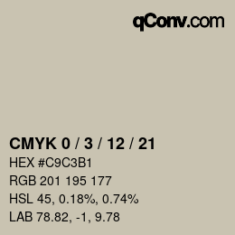 颜色代码: CMYK 0 / 3 / 12 / 21 | qconv.com