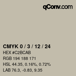 カラーコード: CMYK 0 / 3 / 12 / 24 | qconv.com