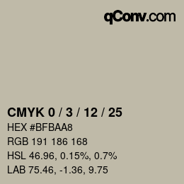 カラーコード: CMYK 0 / 3 / 12 / 25 | qconv.com