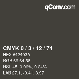 颜色代码: CMYK 0 / 3 / 12 / 74 | qconv.com