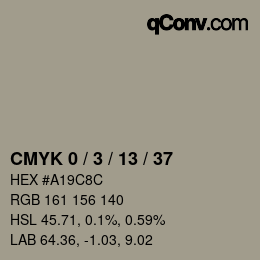 カラーコード: CMYK 0 / 3 / 13 / 37 | qconv.com