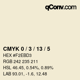 カラーコード: CMYK 0 / 3 / 13 / 5 | qconv.com