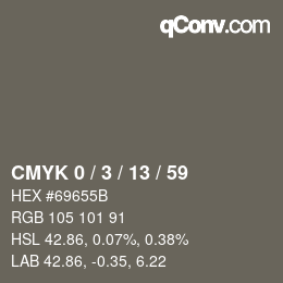 カラーコード: CMYK 0 / 3 / 13 / 59 | qconv.com