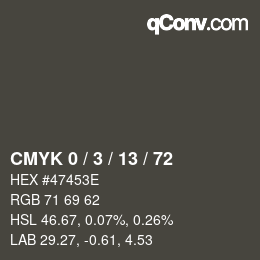 颜色代码: CMYK 0 / 3 / 13 / 72 | qconv.com