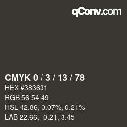 カラーコード: CMYK 0 / 3 / 13 / 78 | qconv.com