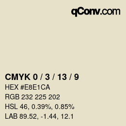 カラーコード: CMYK 0 / 3 / 13 / 9 | qconv.com