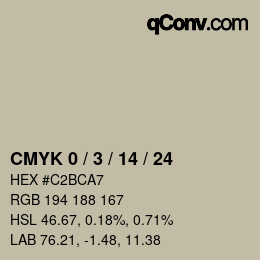 カラーコード: CMYK 0 / 3 / 14 / 24 | qconv.com