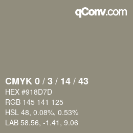 颜色代码: CMYK 0 / 3 / 14 / 43 | qconv.com