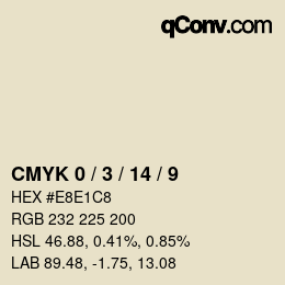 カラーコード: CMYK 0 / 3 / 14 / 9 | qconv.com