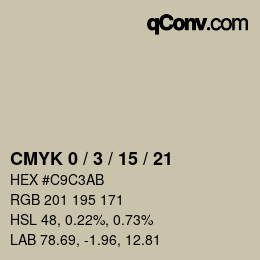 カラーコード: CMYK 0 / 3 / 15 / 21 | qconv.com