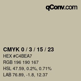 カラーコード: CMYK 0 / 3 / 15 / 23 | qconv.com