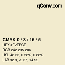 Farbcode: CMYK 0 / 3 / 15 / 5 | qconv.com