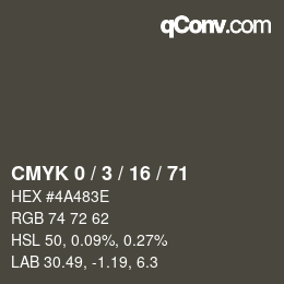 Color code: CMYK 0 / 3 / 16 / 71 | qconv.com