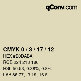 カラーコード: CMYK 0 / 3 / 17 / 12 | qconv.com