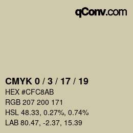 カラーコード: CMYK 0 / 3 / 17 / 19 | qconv.com