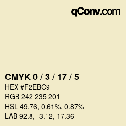 颜色代码: CMYK 0 / 3 / 17 / 5 | qconv.com