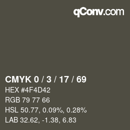 Color code: CMYK 0 / 3 / 17 / 69 | qconv.com