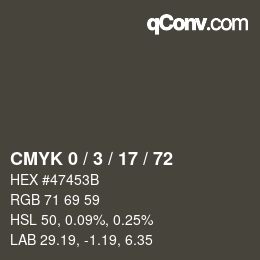 Código de color: CMYK 0 / 3 / 17 / 72 | qconv.com