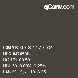 颜色代码: CMYK 0 / 3 / 17 / 72 | qconv.com