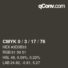 Código de color: CMYK 0 / 3 / 17 / 76 | qconv.com