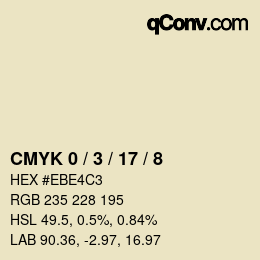 颜色代码: CMYK 0 / 3 / 17 / 8 | qconv.com