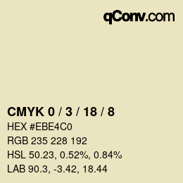 颜色代码: CMYK 0 / 3 / 18 / 8 | qconv.com