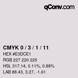 カラーコード: CMYK 0 / 3 / 1 / 11 | qconv.com