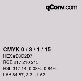 カラーコード: CMYK 0 / 3 / 1 / 15 | qconv.com