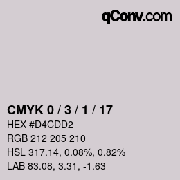 カラーコード: CMYK 0 / 3 / 1 / 17 | qconv.com