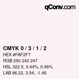 カラーコード: CMYK 0 / 3 / 1 / 2 | qconv.com