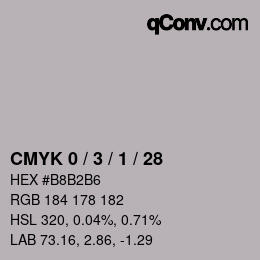 カラーコード: CMYK 0 / 3 / 1 / 28 | qconv.com