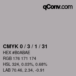 カラーコード: CMYK 0 / 3 / 1 / 31 | qconv.com