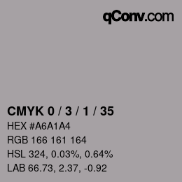 カラーコード: CMYK 0 / 3 / 1 / 35 | qconv.com