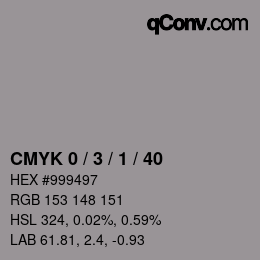 颜色代码: CMYK 0 / 3 / 1 / 40 | qconv.com