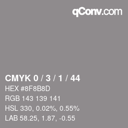 Color code: CMYK 0 / 3 / 1 / 44 | qconv.com