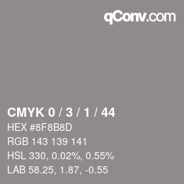 颜色代码: CMYK 0 / 3 / 1 / 44 | qconv.com