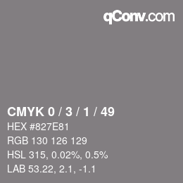 カラーコード: CMYK 0 / 3 / 1 / 49 | qconv.com