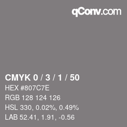 颜色代码: CMYK 0 / 3 / 1 / 50 | qconv.com