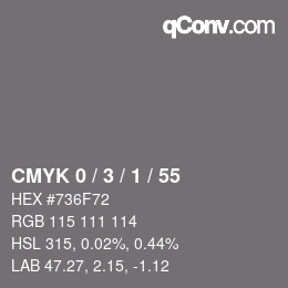 Color code: CMYK 0 / 3 / 1 / 55 | qconv.com