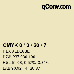 カラーコード: CMYK 0 / 3 / 20 / 7 | qconv.com