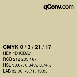 Farbcode: CMYK 0 / 3 / 21 / 17 | qconv.com