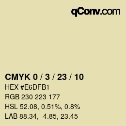 カラーコード: CMYK 0 / 3 / 23 / 10 | qconv.com