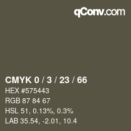 カラーコード: CMYK 0 / 3 / 23 / 66 | qconv.com