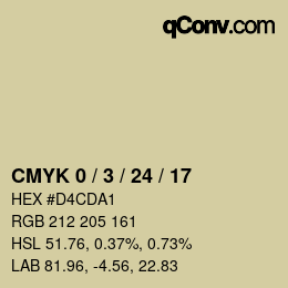 カラーコード: CMYK 0 / 3 / 24 / 17 | qconv.com